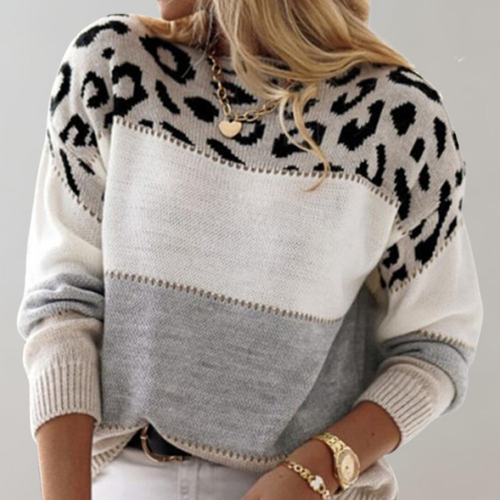 Diane | Maglione a Maglia con Accento Leopardato